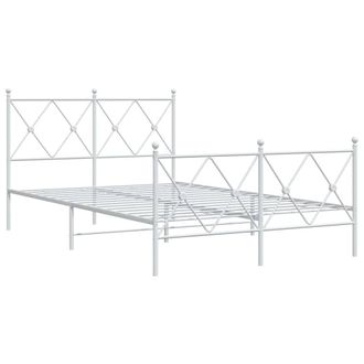Berkfield Home Metal Bed Frame without Mattress with Footboard White 120x200cm | Size: Small Double