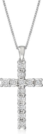 Ross-Simons Diamond Cross Pendant Necklace in Sterling Silver