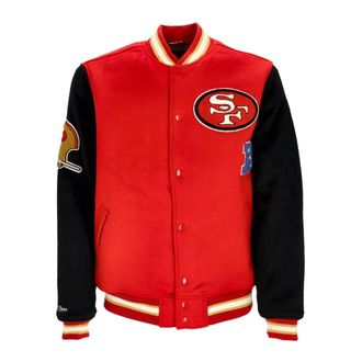 Mitchell & Ness NFL Team Legacy Varsity Jack Rood/Zwart - Heren - Bomber jackets - Veelkleurig - M - Wol - Jassen