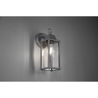 Trio Olona L&aacute;mpara De Pared De Aluminio Fundido Antracita Pintado Con Difusor De Vidrio Transparente Ip44 H.30cm 201960142