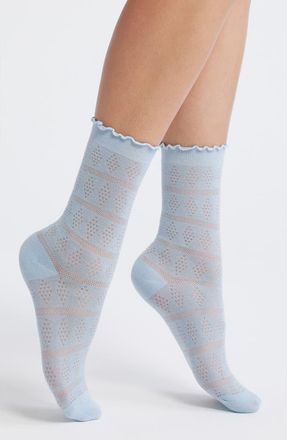 Casa Clara Love Krista Cotton Blend Pointelle Crew Socks in Blue at Nordstrom