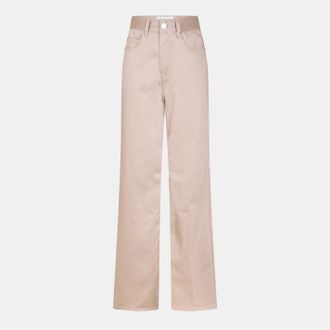 Ami Womens Ami Paris Flared High Rise Five Pocket Jeans in Light Beige