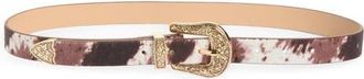 BP. Cow Print Buckle Belt in Brown- Ivory at Nordstrom, Size Small/medium