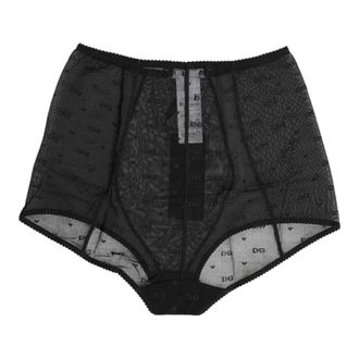 Dolce & Gabbana Bottoms, female, Black, Size: S Black Logo Girdle High Waisted Panty