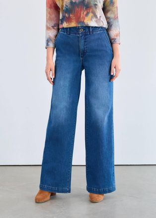 FDJ Womens Suzanne Wide Leg Jeans In Dark Wash