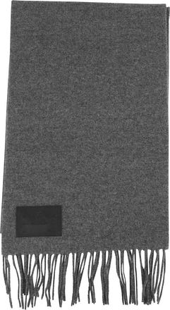 Hogan Grijze Sjaal met Franje en Logo - Heren - Wintersjaals - Grijs - ONE Size - Accessoires