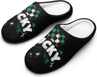 Generic Stpatricks Lucky Irish Clover Womens Slippers Warm House Slippers Indoor House Shoes with Anti-Skid Rubber Sole