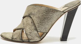 Jimmy Choo London Metallic Crisscross Leather Slide Sandals