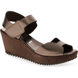 Pedro Garcia Fama Water Resistant Ankle Strap Platform Sandal in Cafe Cervo Lame at Nordstrom, Size 10.5Us