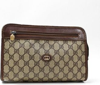 Gucci Beige Brown Pvc Leather Clutch Bag (Pre-Owned)