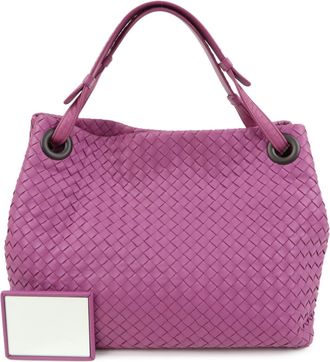 Bottega Veneta Garda Intrecciato Nappa Purple Leather Handbag (Pre-Owned)