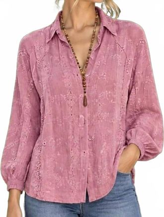 Johnny Was Blossom Rosie Button Down Shirt In Pink