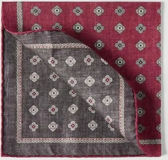 Brunello Cucinelli Silk pocket square with medallion design in Burned at Nordstrom