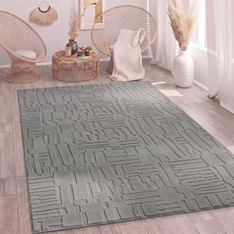 Paco Home Paco Home Alfombra Sala-de-estar Pelo-alto Scandi Boho Geom&eacute;trico Abstracto Lavable Gris 160x220 Cm