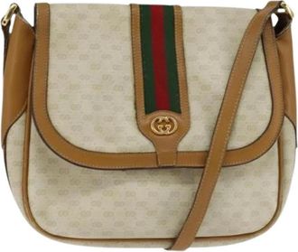 Gucci Pre-owned Vintage Cross Body Tas - Dames - Vintage Schoudertas - Beige - ONE Size - Leer - Vintage
