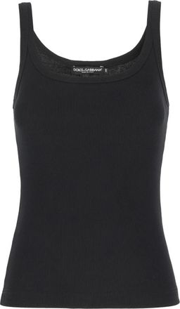 Dolce & Gabbana Fijngebreide Tanktop - Dames - Tops zonder mouwen - Zwart - M - Katoen - Tops