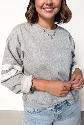 Azura Exchange Crewneck Sweatshirt met Gestreepte Mouwen