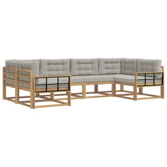 vidaXL Conjunto De Sof&aacute;s De Exterior 6 Pcs Blanco Y Gris Claro Vidaxl