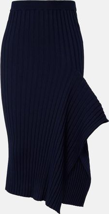 Stella McCartney Gonna midi in cotone a coste con volant