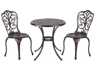 Beliani Conjunto de balc&oacute;n metal marr&oacute;n