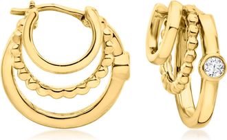 Ross-Simons Diamond Multi-Hoop Earrings in 18kt Gold Over Sterling