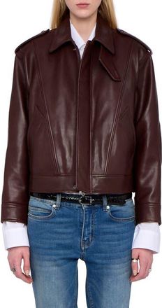 Zadig&Voltaire Lambskin Leather Jacket in Burgundy at Nordstrom, Size X-Small