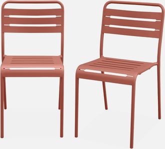 Sweeek Sweeek - Silla De Jard&iacute;n De Acero, Set De 2, Amelia, Terra Cotta, 44x52x79 Cm