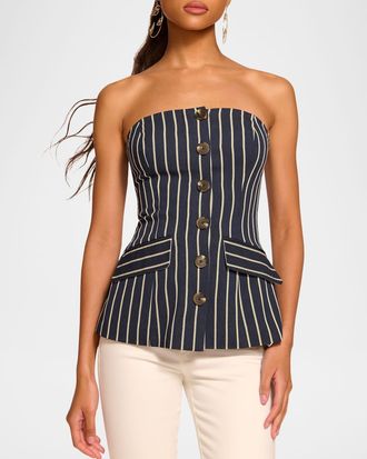 Ramy Brook Tiffany Striped Button-Front Top