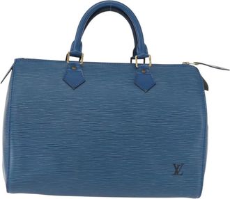 Louis Vuitton Speedy Handbag Epi Leather Blue Leather Handbag (Pre-Owned)