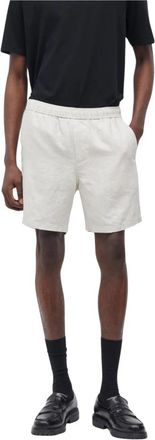Sams&oslash;e & Sams&oslash;e Linnen High-Waist Shorts - Heren - Korte Broeken - Wit - L - Linnen - Korte Broeken