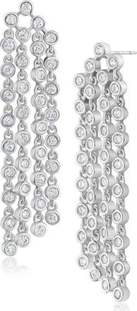 Kenneth Jay Lane Bezel Cubic Zirconia Fringe Earrings in Rhodium Plated at Nordstrom