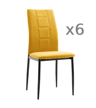 Home Heavenly Pack 6 sillas comedor color mostaza asiento y respaldo rellenos espuma