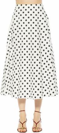 Alexia Admor Brilyn Linen Midi Skirt in Ivory Polka at Nordstrom Rack, Size 10