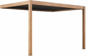 Oviala P&eacute;rgola bioclim&aacute;tica adosada y motorizada 3x4m madera