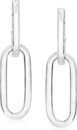 Ross-Simons Italian Sterling Silver Paper Clip Link Hoop Drop Earrings