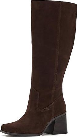 Vince Camuto Sangeti Wide Calf Stacked Heel Knee High Boot Womens Boots Brownie : 8.5 M, Leather