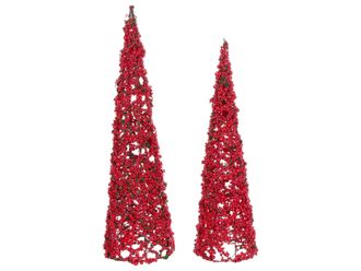 Beliani Set Di 2 Figure Decorative Di Alberi Di Natale Decorazione In Metallo Filo Rosso Takern