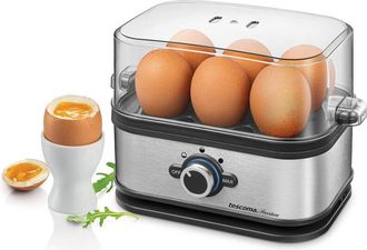 Tescoma 909100 Cuociuova elettrico per 6 uova, 3 programmi di cottura, acciaio inossidabile, linea President - Tescoma