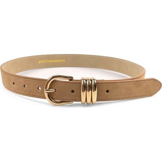 Petit Moments Polished Belt in Tan Suede/Gold at Nordstrom, Size X-Small