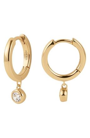 Made by Mary Poppy Cubic Zirconia Drop Hoop Earrings in Gold Vermeil at Nordstrom