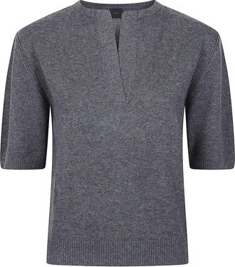 Pinko Varsavia V-hals Trui met Korte Mouwen - Dames - V-hals truien - Grijs - S - Truien & Vesten
