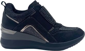 Renato Garini Womens Sparkle Stretch Sneaker In Pewter