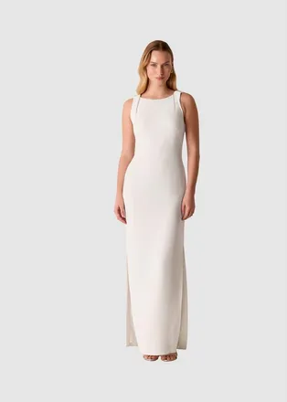 Whistles Sleeveless Tie Back Maxi Dress in Ivory at Nordstrom, Size 14