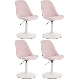 Clp Clp - Set De 4 Sillas Lounge Maverick En Terciopelo Rosado Blanco