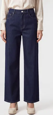 R&oacute;he Jeans wide leg in denim di cotone a vita media con cinque tasche