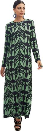La DoubleJ Long Sleeve Swing Jurk - Dames - Maxi kleedjes - Groen - XS - Kleedjes