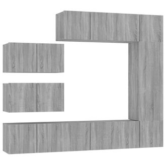 vidaXL Vidaxl - Set De Muebles Para Tv 8 Pzas Madera Contrachapada Gris Sonoma