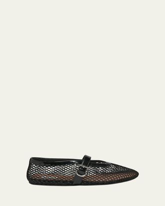 Alaia Mesh Mary Jane Ballerina Flats