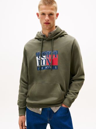 Tommy Jeans Hoodie TOMMY JEANS TJM RWB FLAG, Herren, Gr. 4XL, gr&uuml;n (pewter gr&uuml;n), Sweatware, Obermaterial: 100% Baumwolle, regular fit, B&uuml;ndchen, Sweatshirts Hood