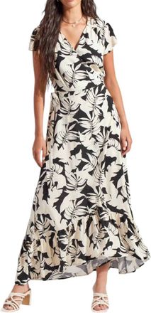 Tribal Short Sleeve Wrap Up Print Maxi Dress In Wailea